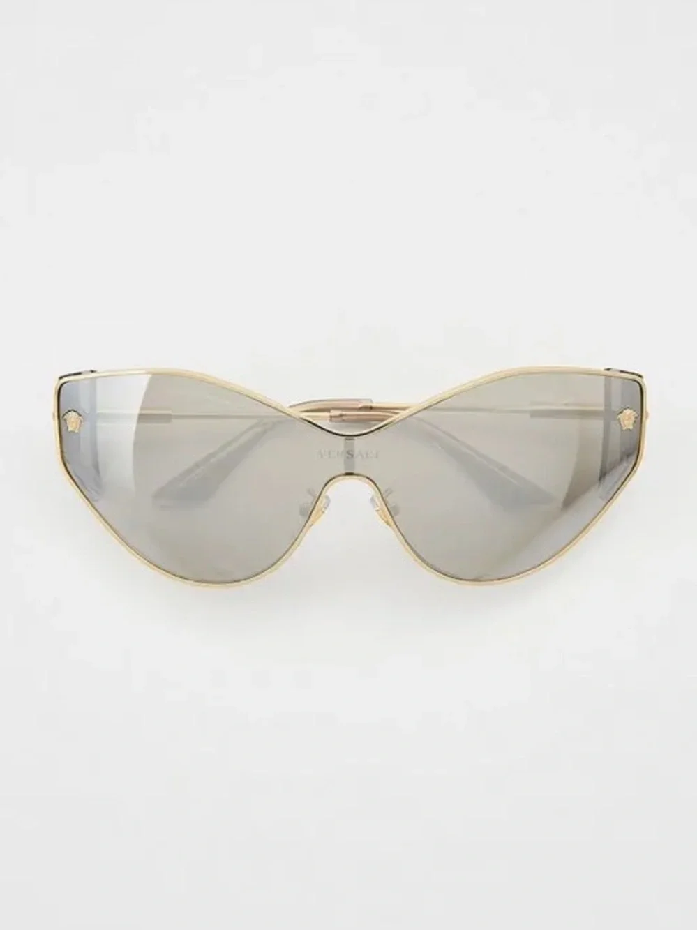New Versace VE2239 12526G Gold-Tone Cat-Eye Sunglasses Silver Lenses Authentic